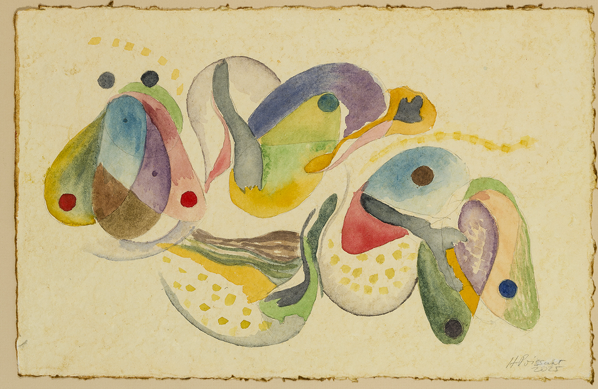 Bees and Birds, 44x28 cm, aquarelle sur papier recyclé, 2025