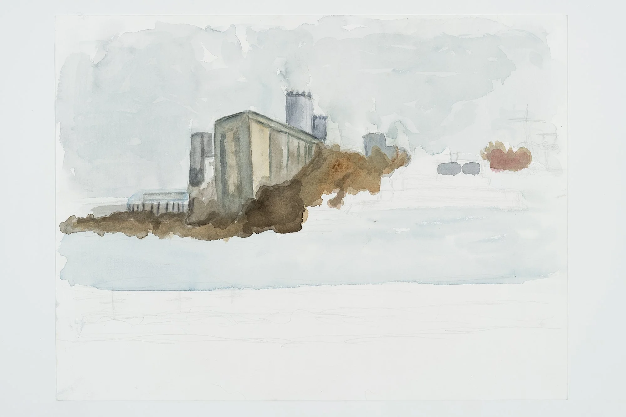 Les silos à grains_.41x30 cm, aquarelle, 2024