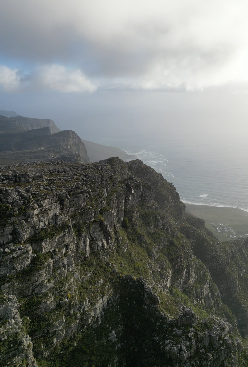 Cliffs overlooking the ocean on a cloudy day