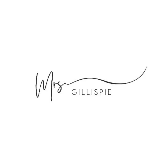 Elegant logo with cursive text reading 'Mrs' followed by 'GILLISPIE' in capital letters.