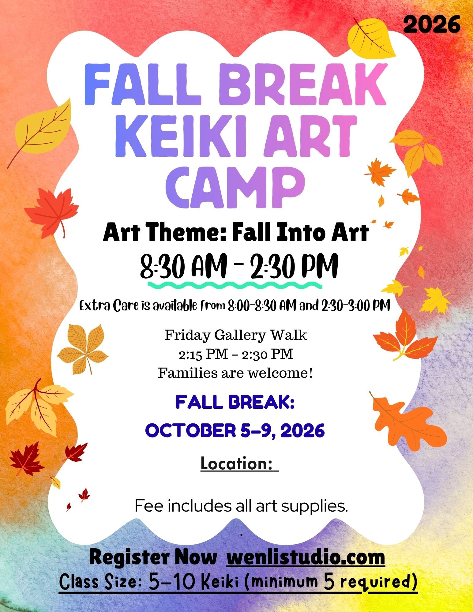 2026 Fall Break 'Ohana Art Camp Is Now Open for Registration!