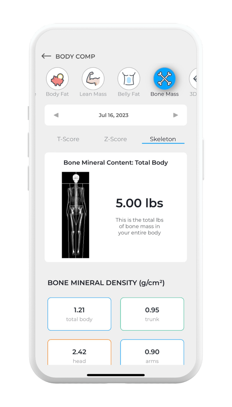 DexaStrong results app view