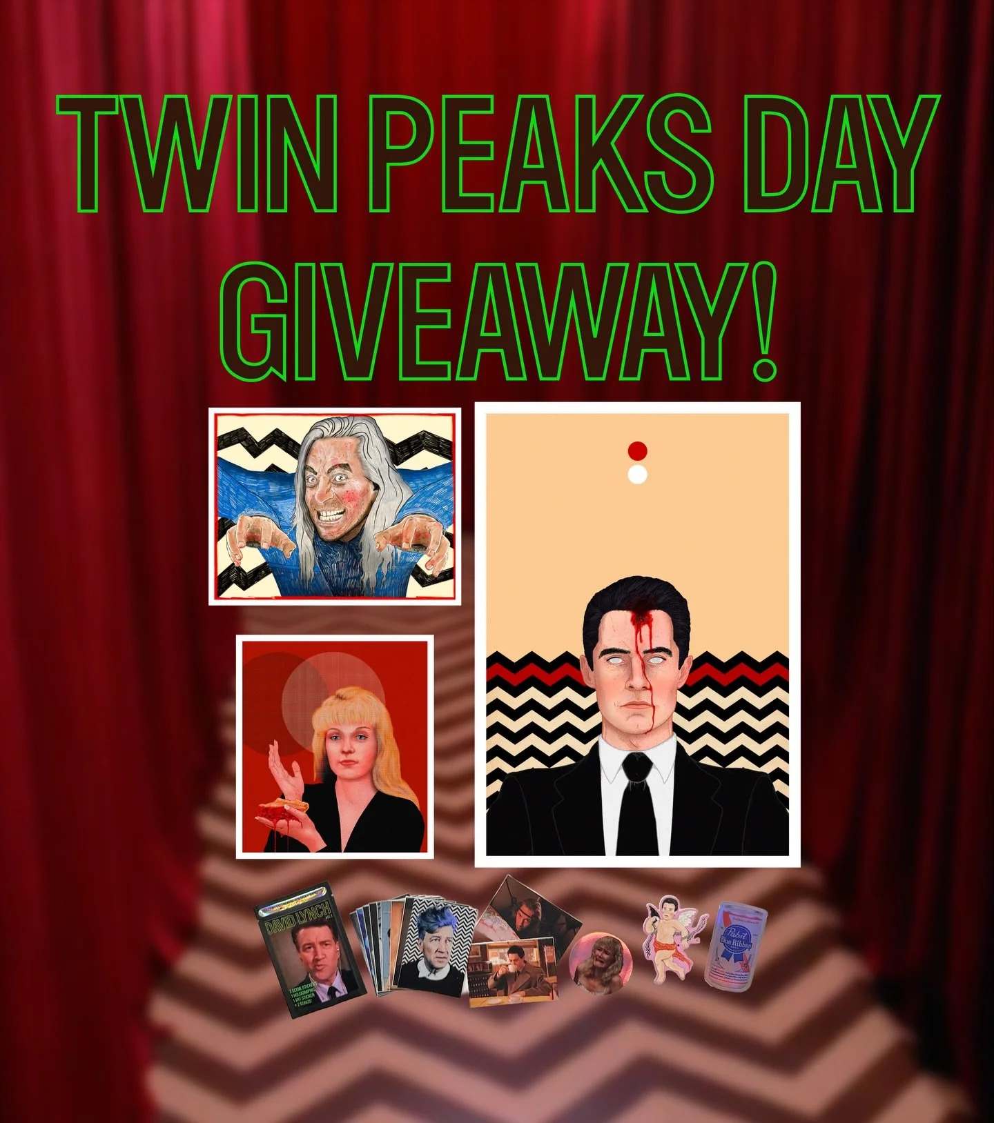 Twin Peaks has a special place in my heart so l&rsquo;d like to share the love!

Giveaway time! Now until March 3rd:

🖤 leave a comment and 
🖤share this to your stories!

This includes:

Archival prints
Cooper (Doppelg&auml;nger Variant) 13x19
Laur