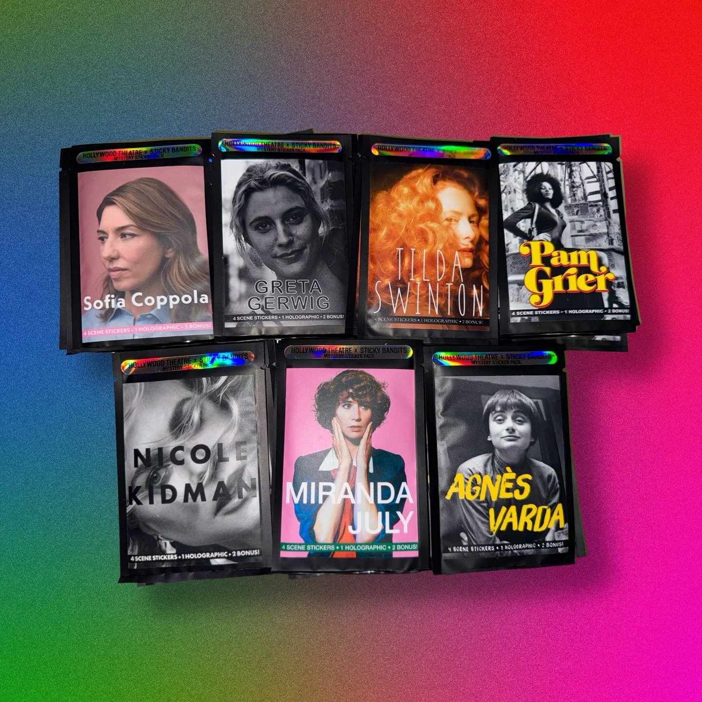 We&rsquo;re celebrating some wonderful women in film for Women&rsquo;s History Month with these mystery sticker packs!

Each pack contains 4 out of 10 movie scene stickers associated with each artist as well as a holographic! 

This release also sees