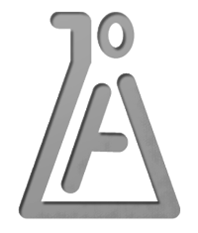 Stylized black symbol resembling a triangle with a circular cutout at the top.