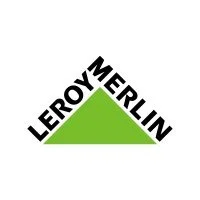 Leroy Merlin logo with green triangle and Greek tagline underneath.
