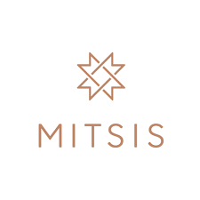 Abstract geometric star logo with the text "MITSIS" below in brown.