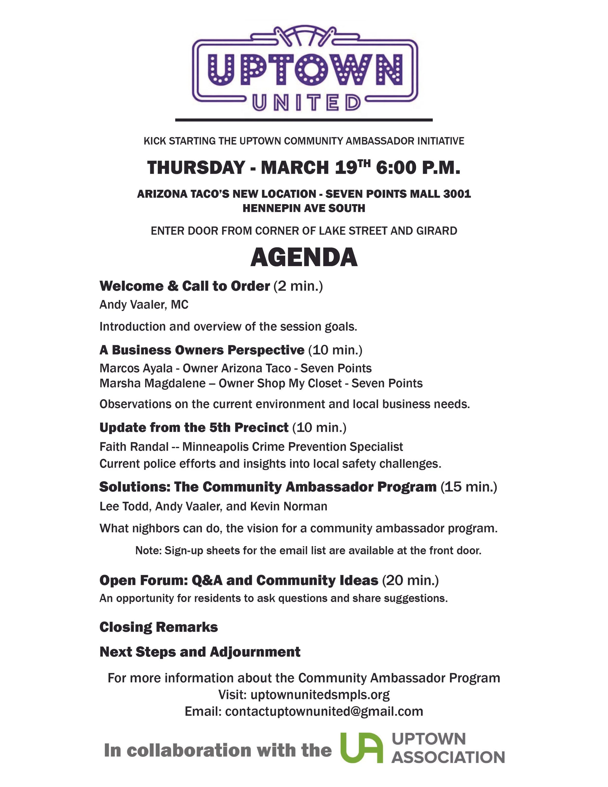 Uptown United Meeting