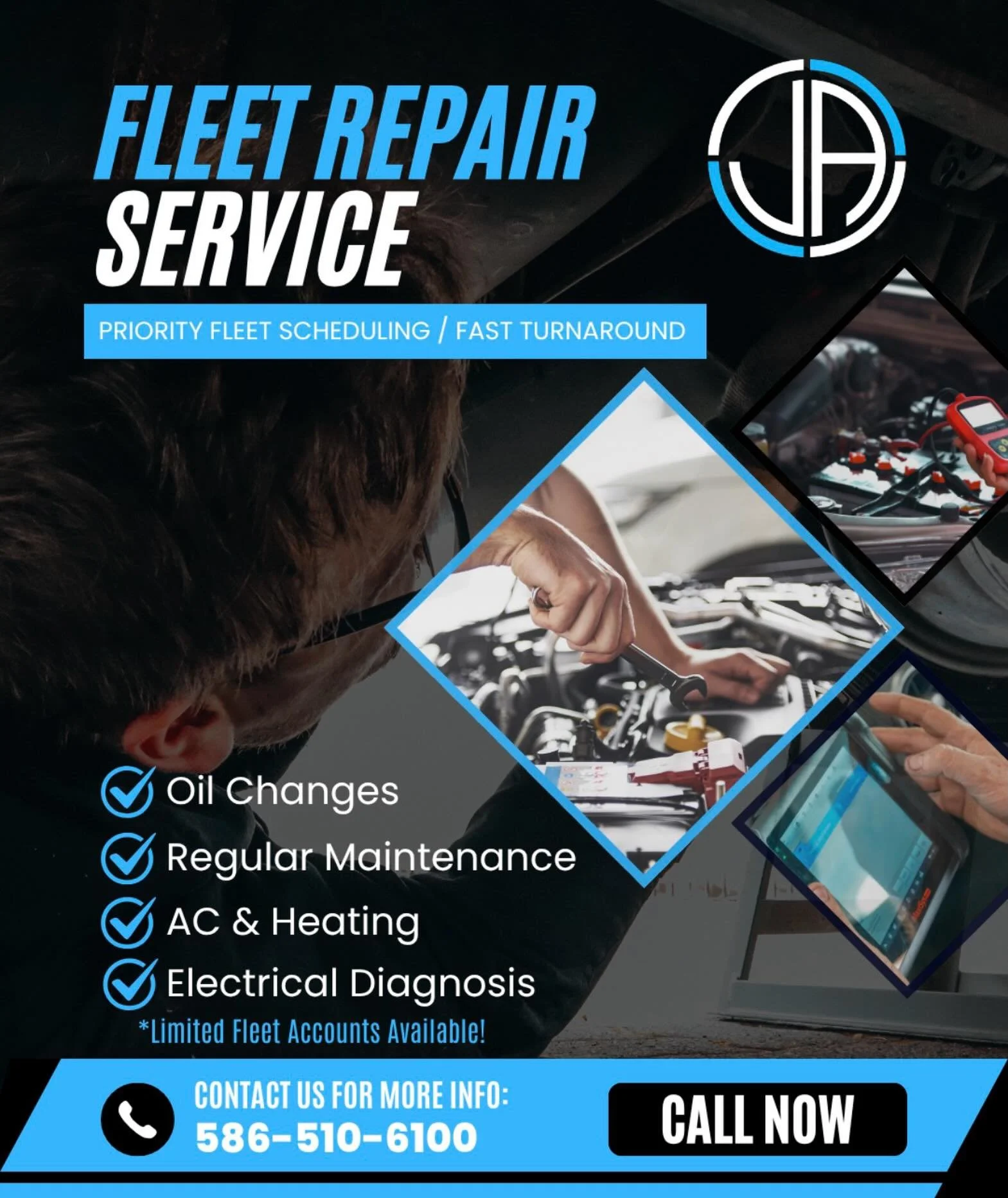 Commercial &amp; Fleet Vehicle Service Available 🚐🔧

Priority scheduling, fast turnaround, diagnostics, maintenance, AC repair, electrical diagnostics &amp; more.

Helping local businesses minimize vehicle downtime and stay on the road.

Limited fl