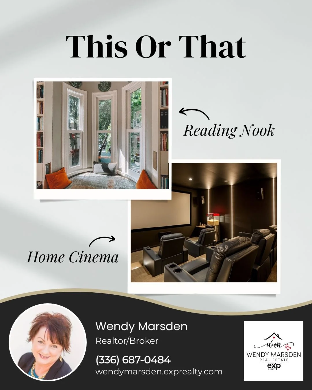 Book nook or home cinema? 📚🎬

Is your ideal night spent in a comfy chair with a good book&mdash;or stretched out on the couch with surround sound and a movie marathon? Both create the ultimate at-home escape, just in very different ways.

Which