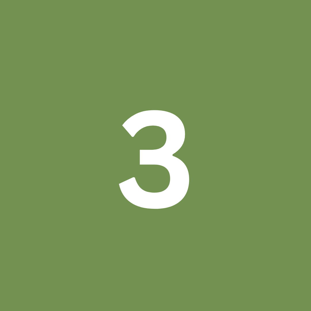 Green background with a large white number three in the center