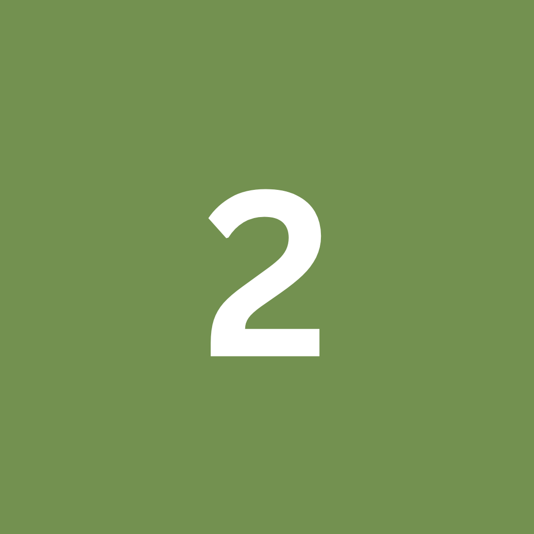 A green background with a large white number 2 centered on it.