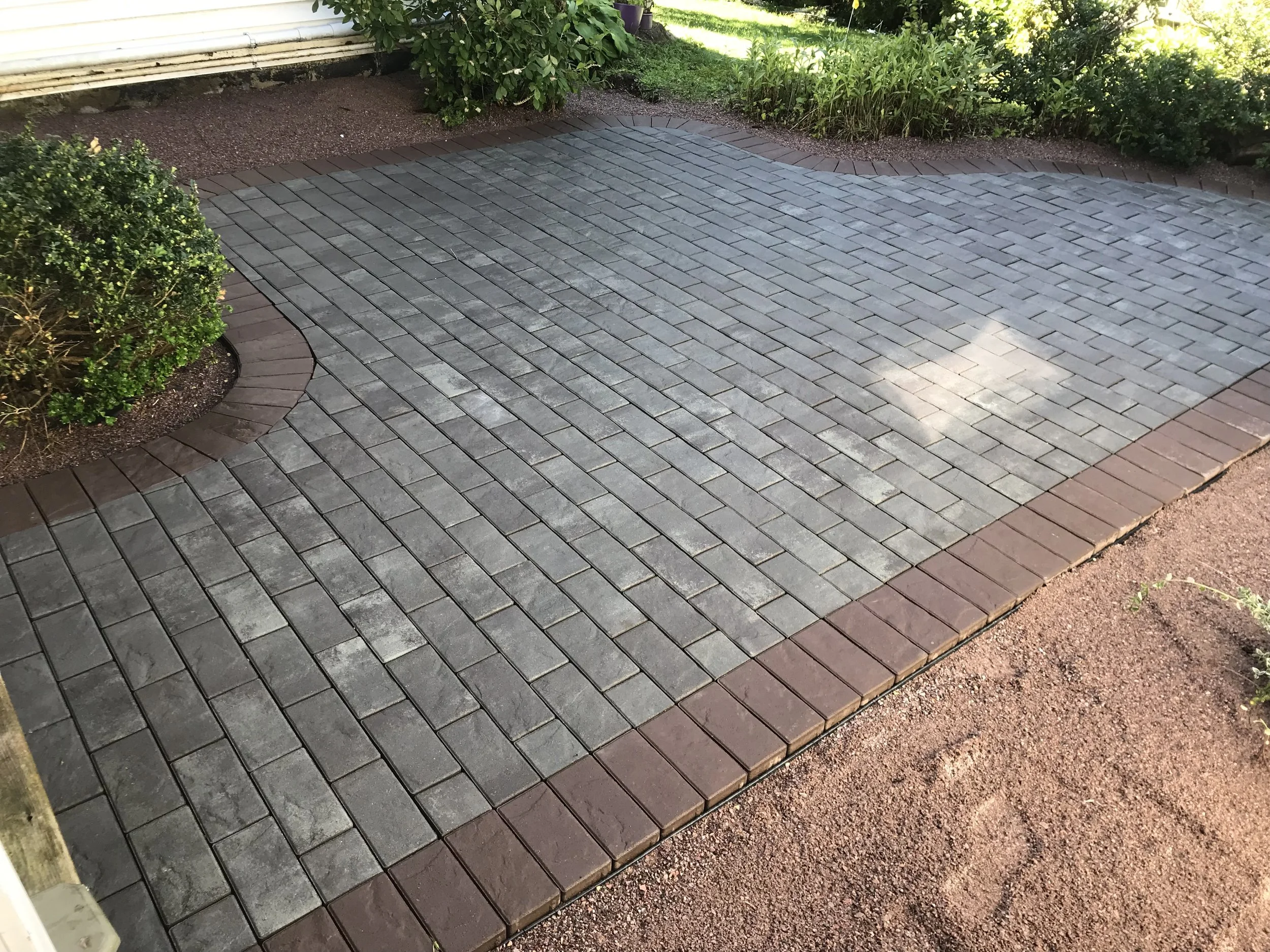 Completed residential patio constructed in  Burlington Vermont.