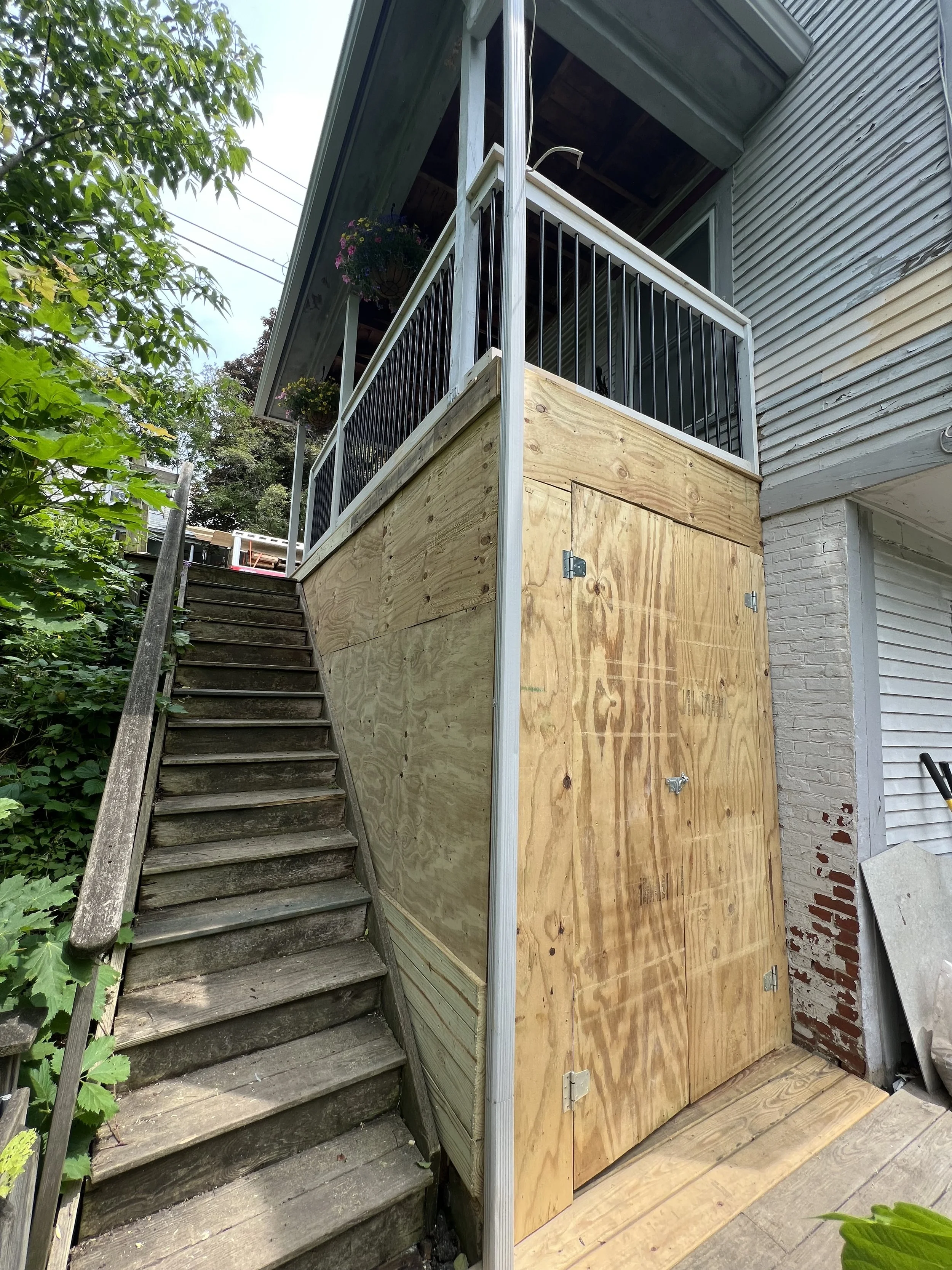 Finished deck rebuild at a Northern Vermont residence with improved structure.