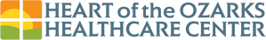 Logo of Heart of the Ozarks Healthcare Center with a green and yellow cross symbol.