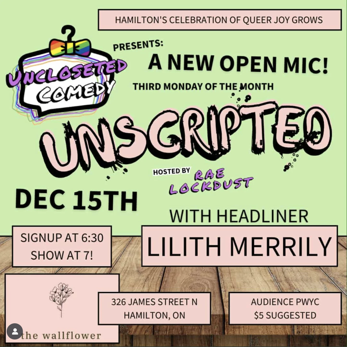 Uncloseted Comedy presents ‘Unscripted’ Open Mic