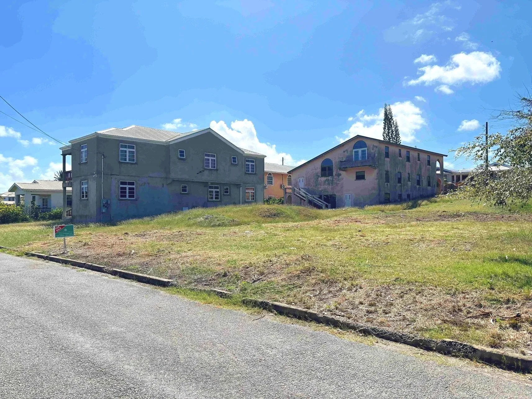 View from development road looking W to neighbouring houses
