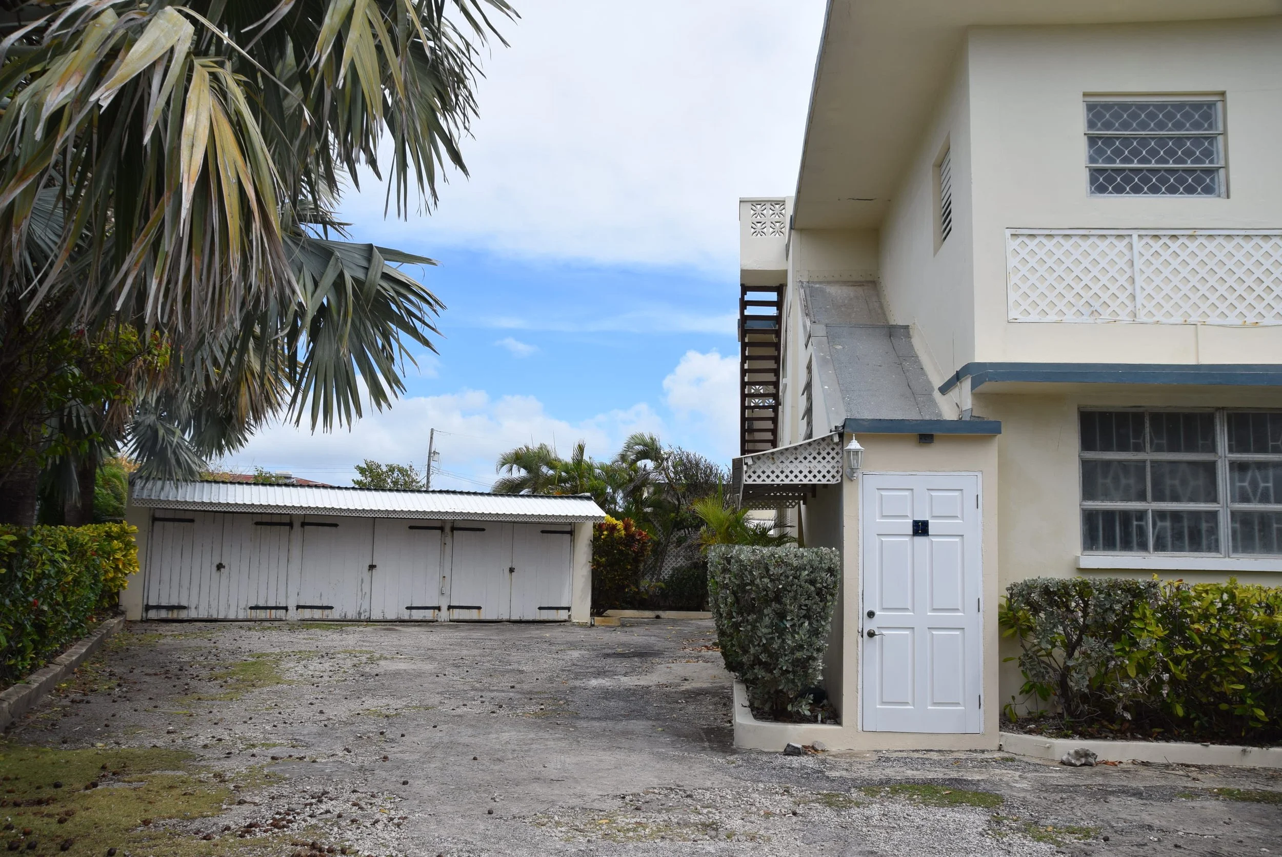 Driveway and enclosed garages