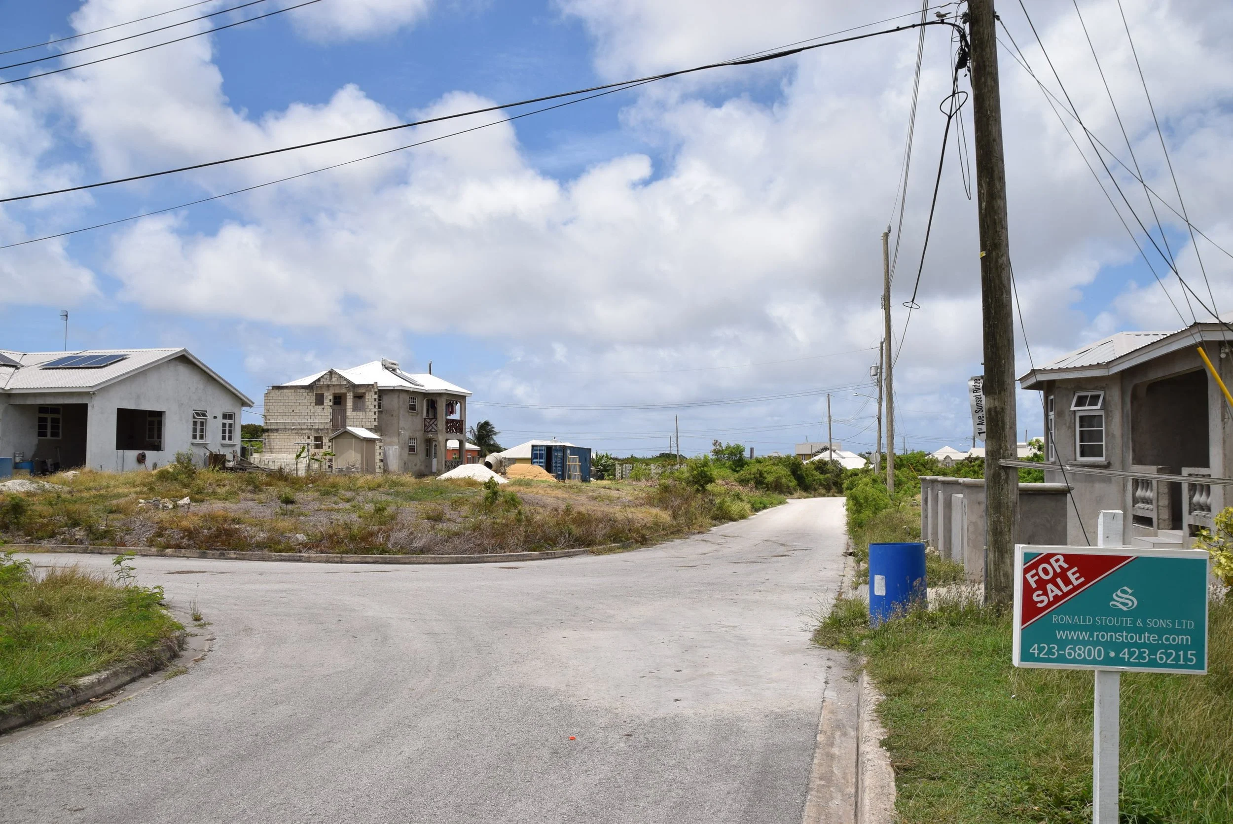 View along development road, looking south