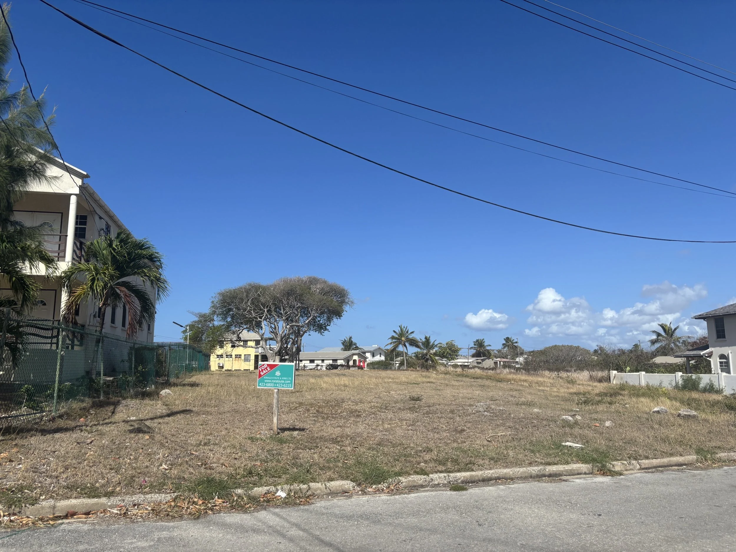 View of lot from development road, looking SW
