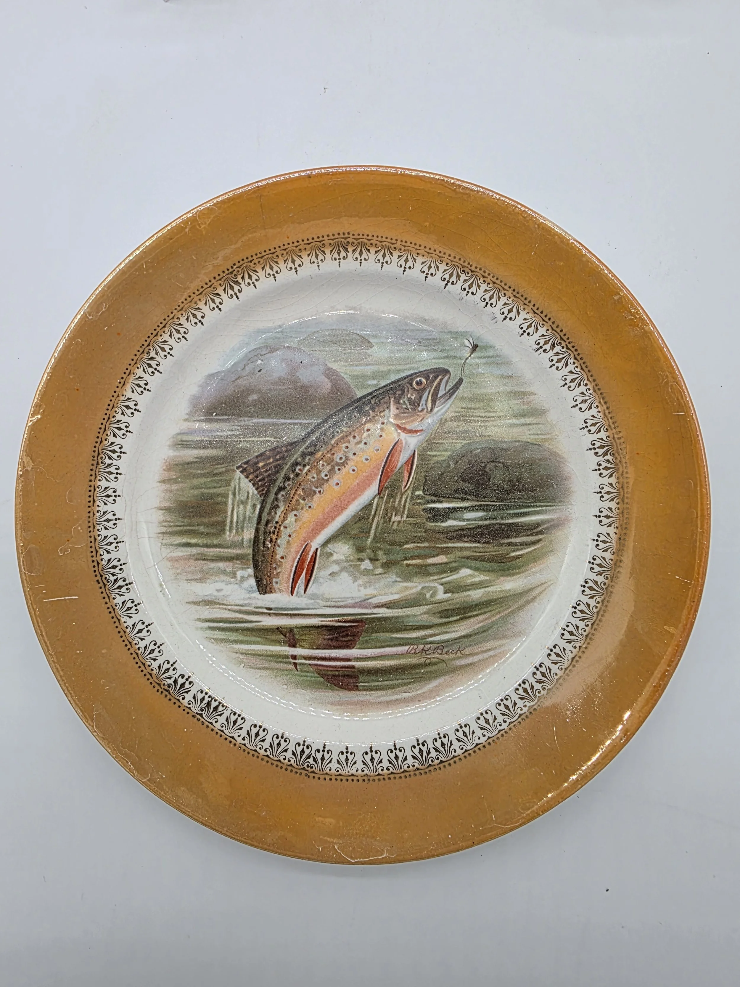 Lusterware Fish Plate