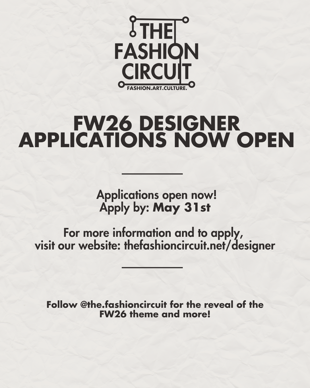 FW26 Designer Applications Due