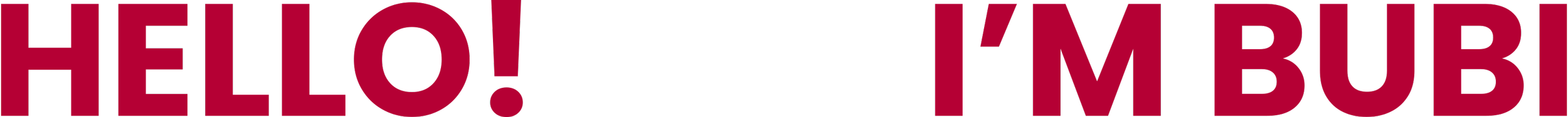Text in bold, large red font reading, "HELLO! I'M BUBI".