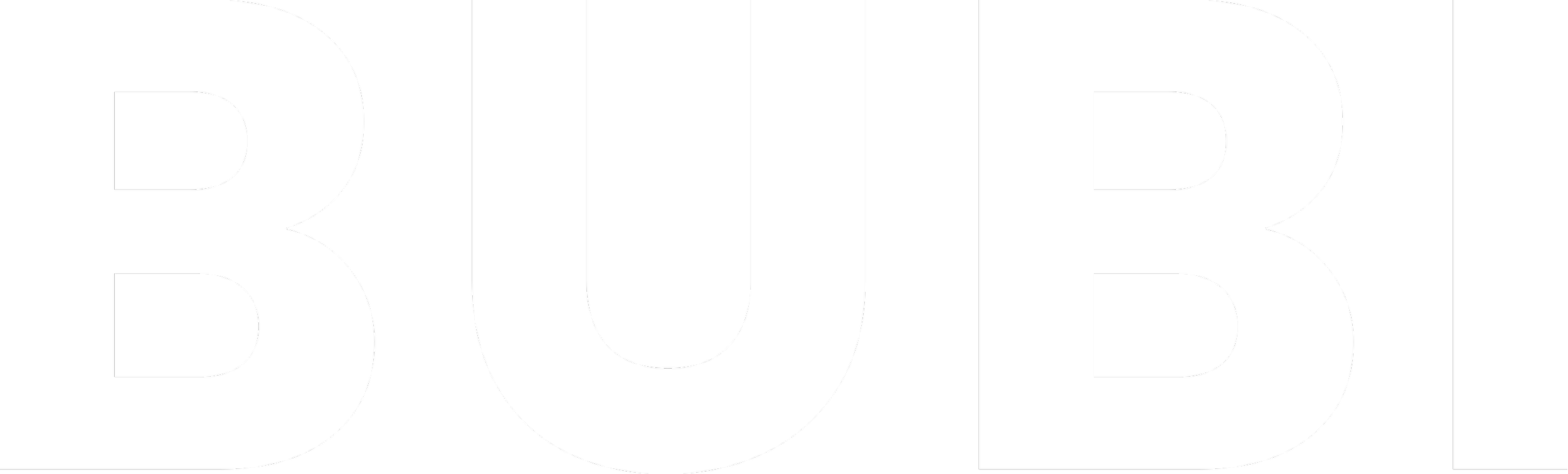 The word 'BUBB' in large black and white letters, with the 'U' stylized as a bubble.
