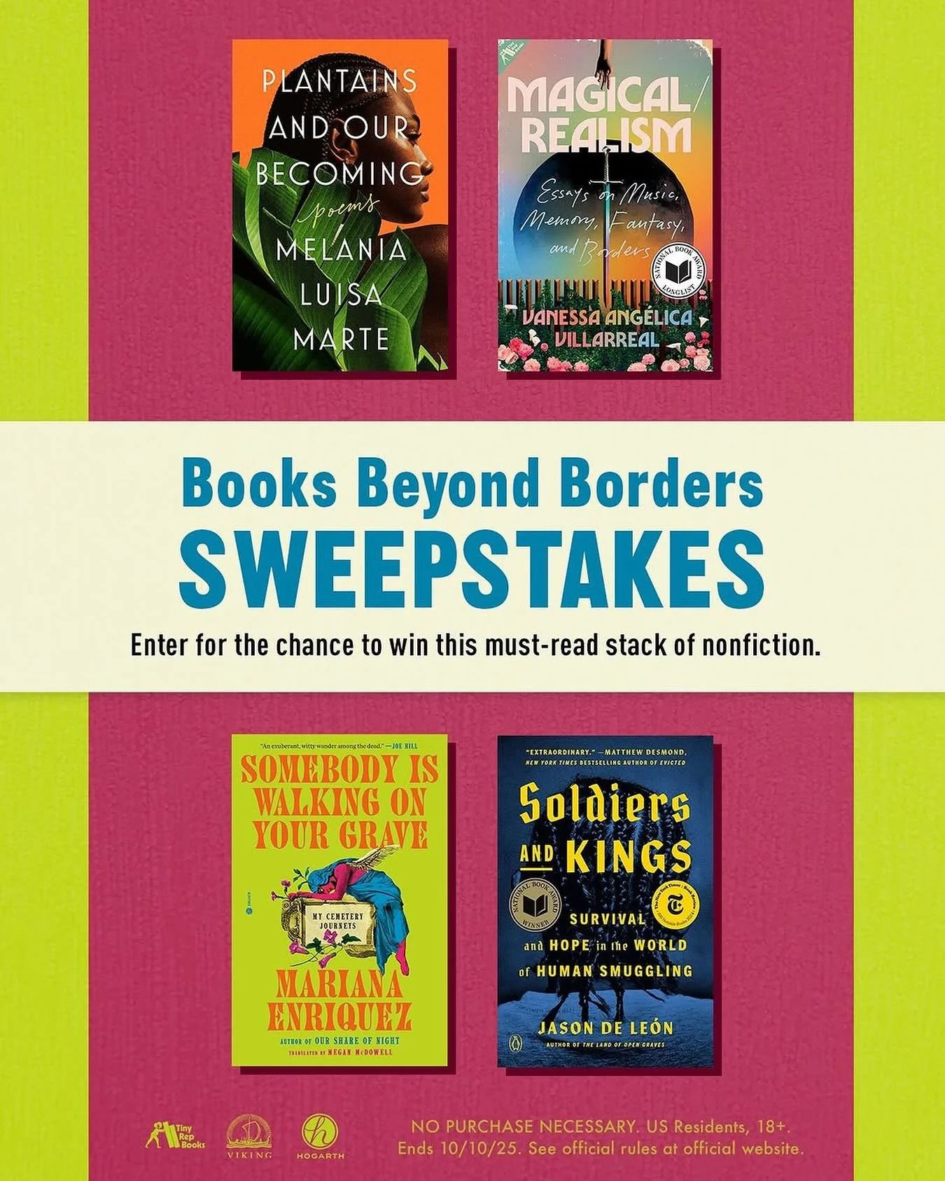Head on over to @tinyrepbooks for GIVEAWAY 🩷⁣
⁣
In honor of Hispanic and Latine Heritage Month, we&rsquo;re partnering with @penguinbooks and @hogarthbooks to gift one lucky winner this stack of must-read nonfiction.⁣
⁣⁣
Books included:⁣
✨ Plantains