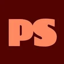 Red background with bold orange letters "PS"