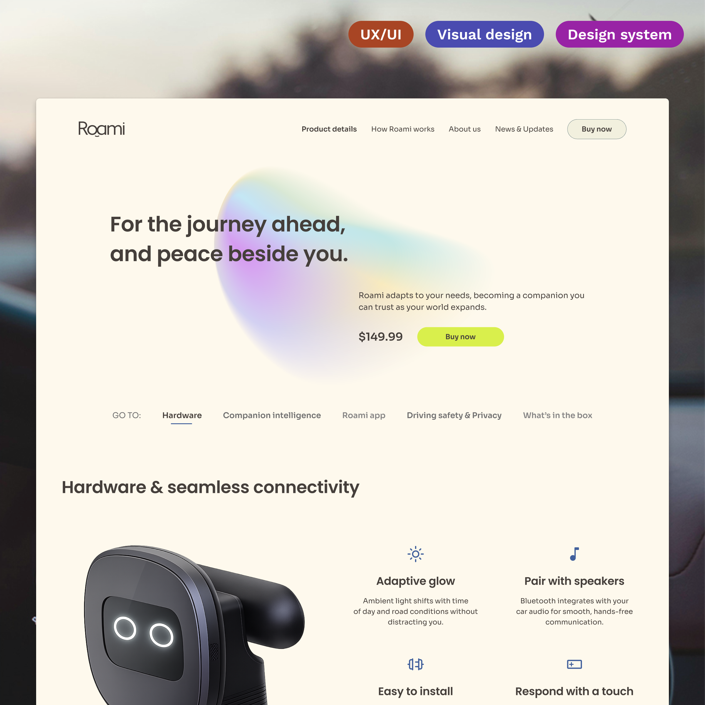 Screenshot of a webpage for Roami AI