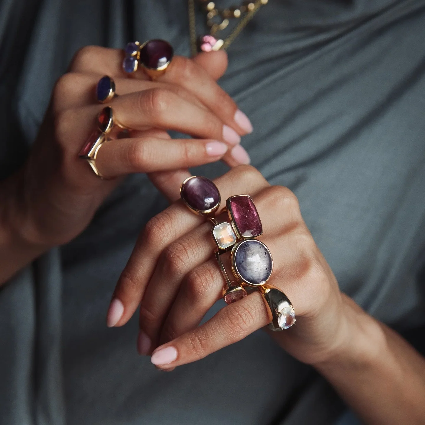 The Le Fay Collection- where moonlight meets alchemy.
@starling newest enchantment, crafted from moonstone, star ruby, amethyst, chalcedony, and grape garnet - talismans of protection, power, and illumination ✨