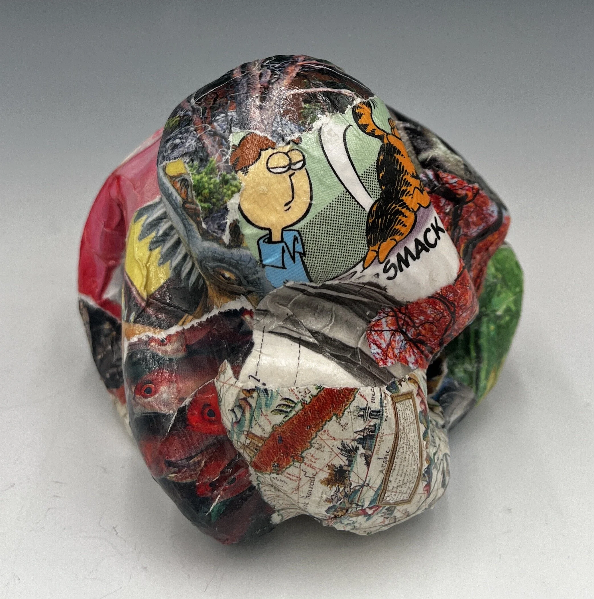 Glob #1, 3.5 x 4.25 x 4”, Ceramic and paper, 2025