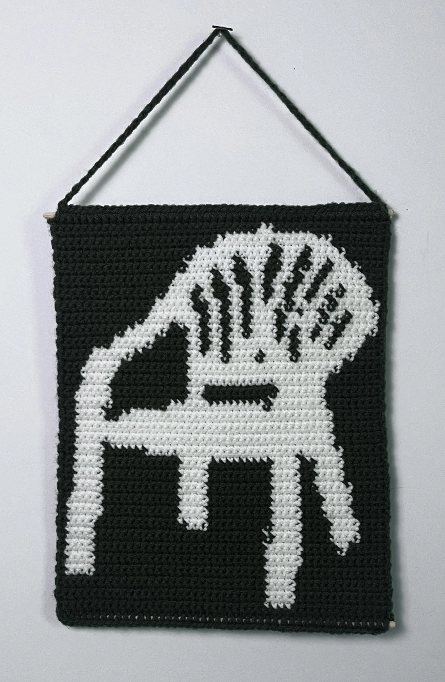 Lawn Chair, 11.75 x 9.5”, acrylic yarn, wooden dowels, felt,  2026