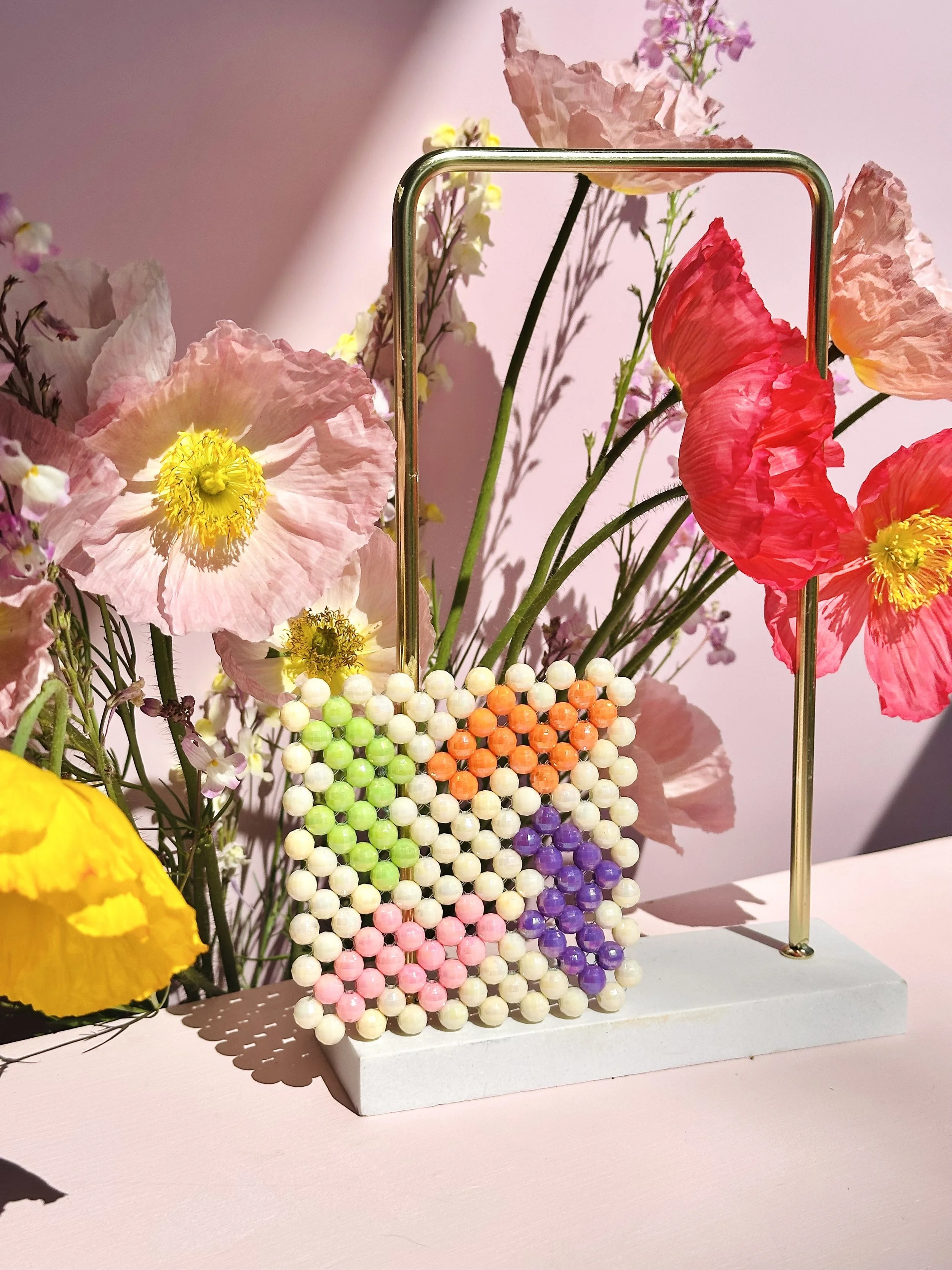 Wagon Wheel Watusi - Beaded Coaster Set (4}