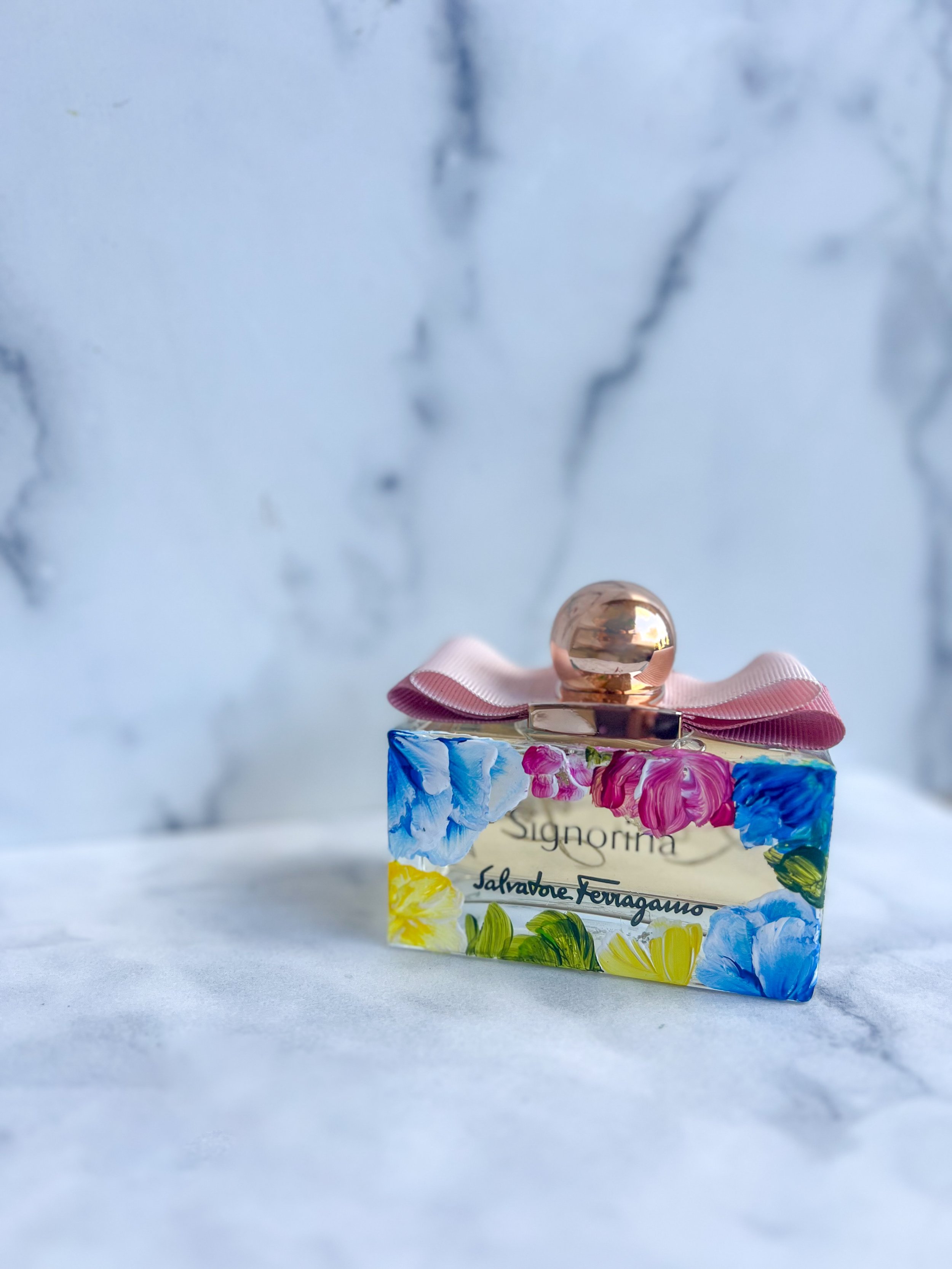 Elegant hand lettering on a painted object shown as a gifting commission