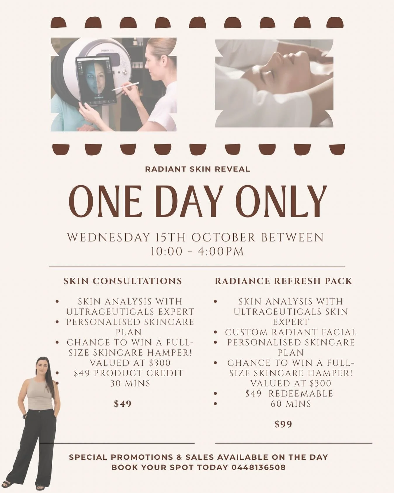 ✨ Radiant Skin Reveal Day ✨
Your best skin starts here 💫

Join us for a one-day skin experience designed to uncover your glow:
✔️ Advanced skin analysis with the OBSERV machine
✔️ Personalised treatment &amp; skincare plan tailored to you
✔️ $49 boo