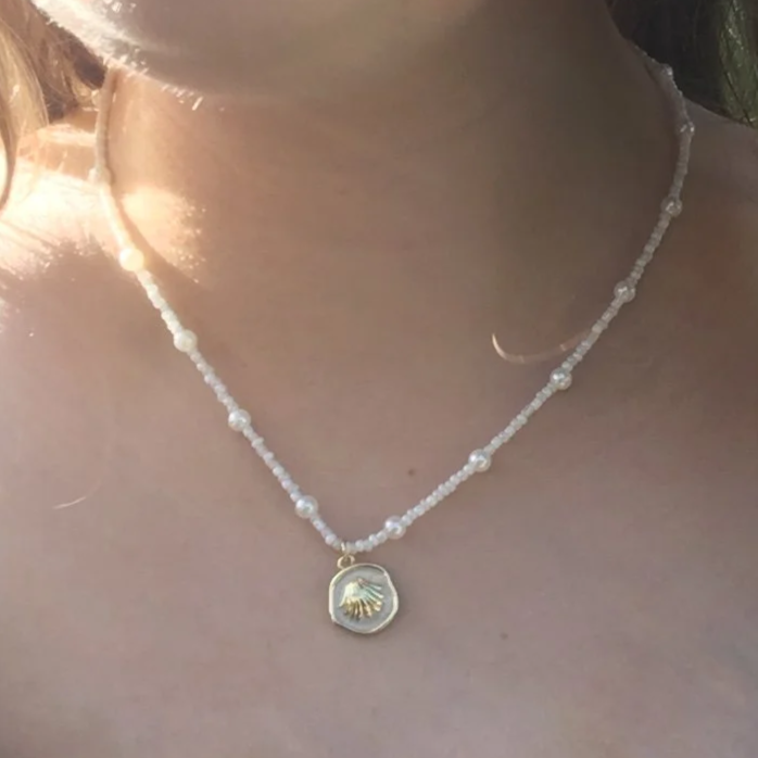 Summer Beachy Necklace, Handmade Beaded Necklace