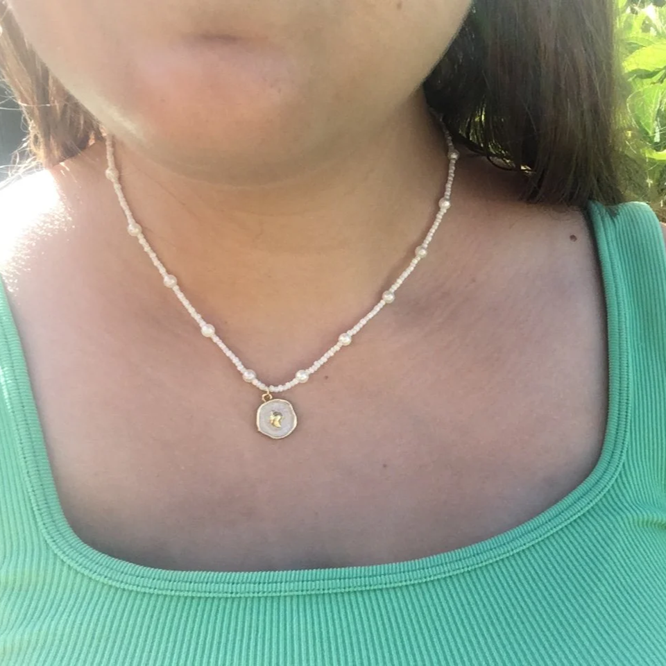 Summer Beachy Necklace, Handmade Beaded Necklace