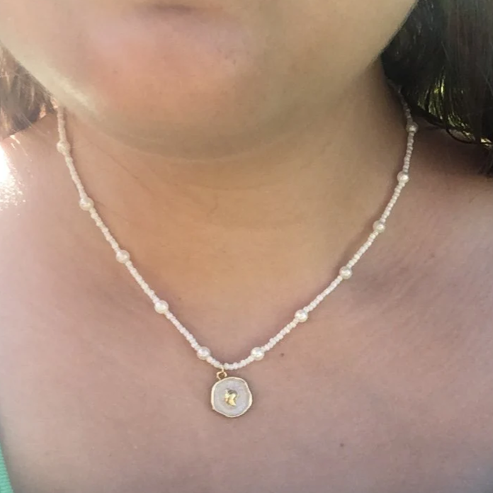 Summer Beachy Necklace, Handmade Beaded Necklace