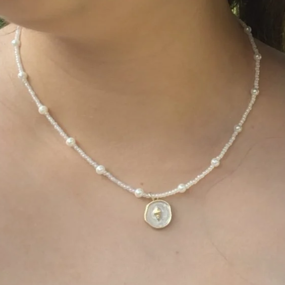 Summer Beachy Necklace, Handmade Beaded Necklace