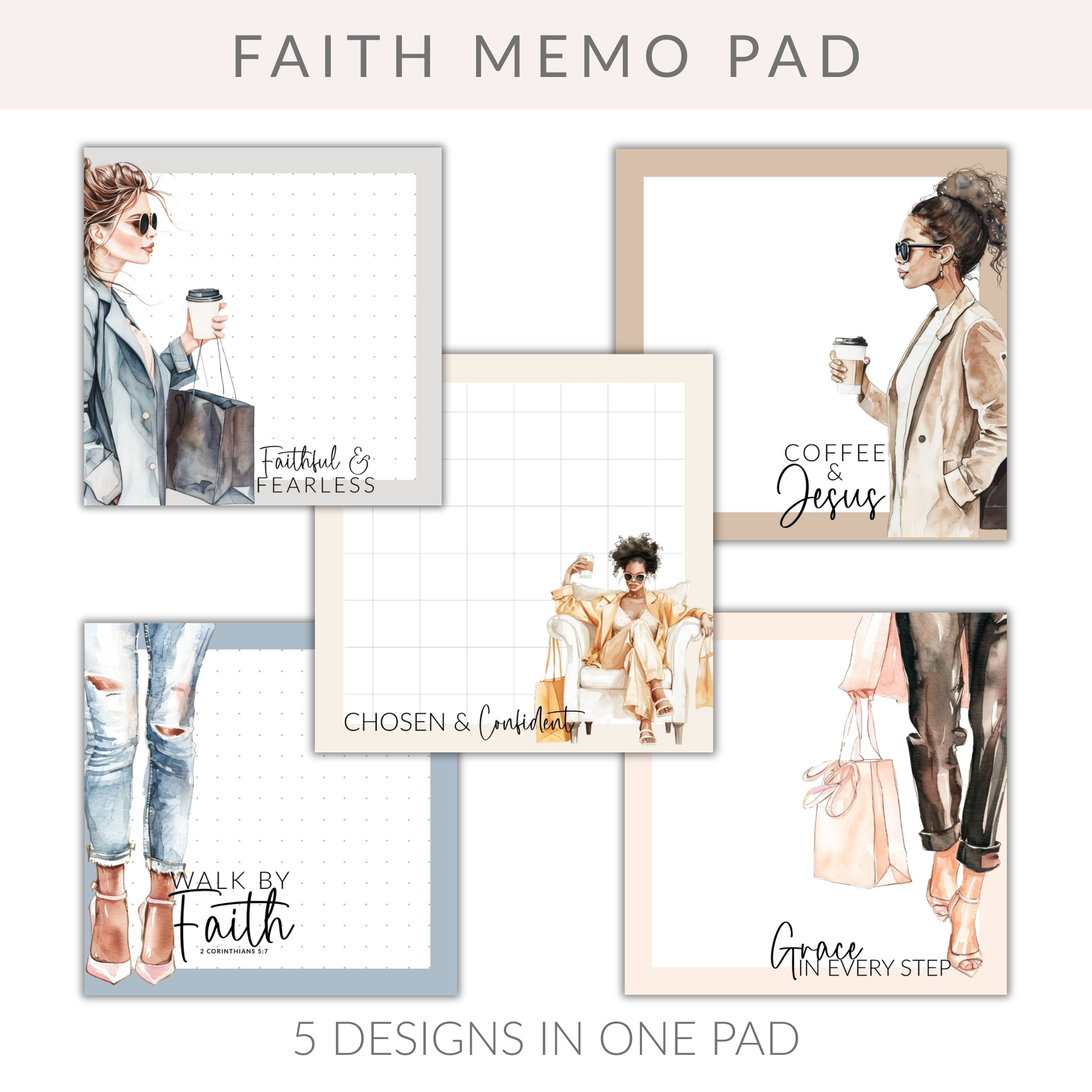 Walk By Faith | Faith Inspired Memo Pad | 5 Designs in One