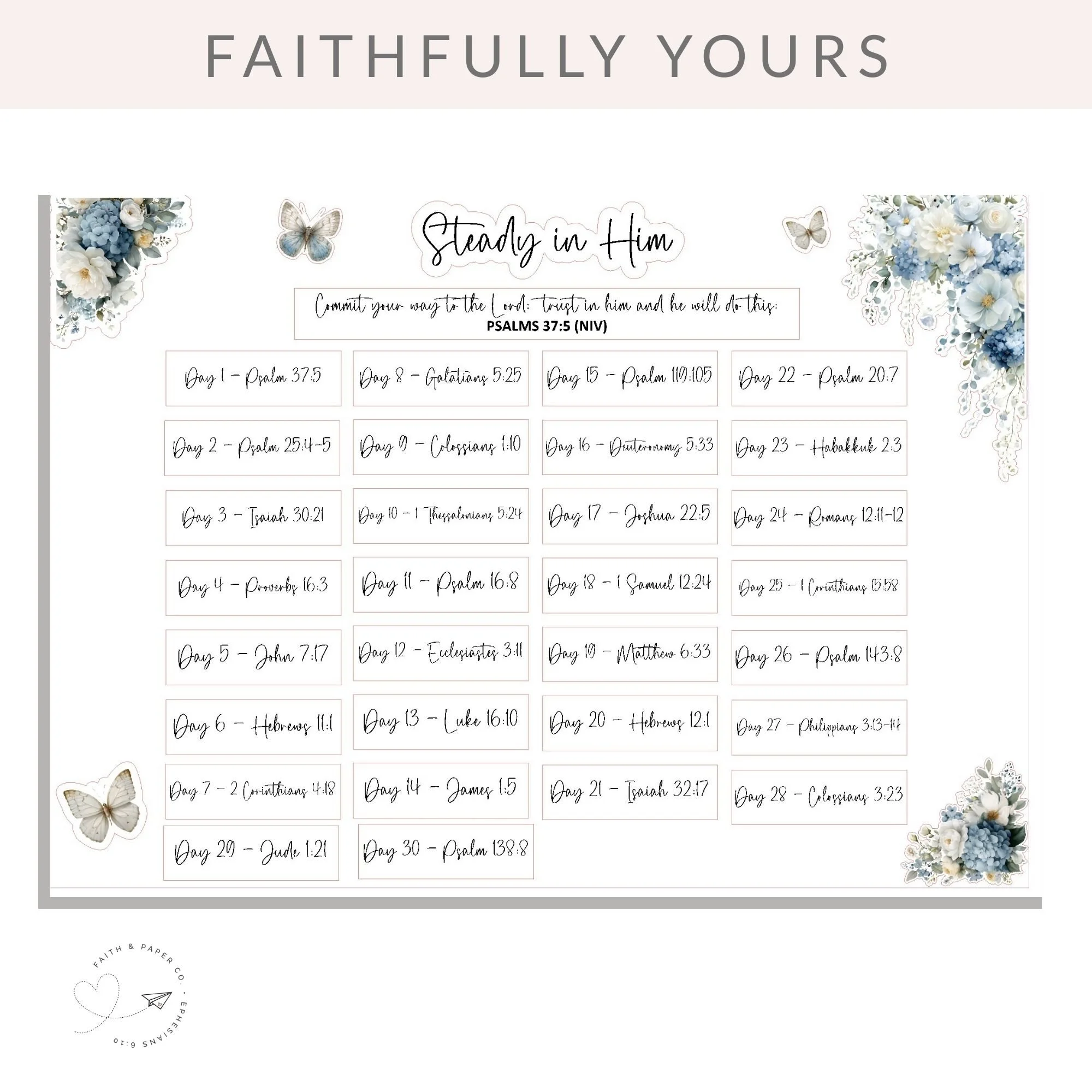 Faithfully Yours | March Bible Reading Plan – Steady in Him