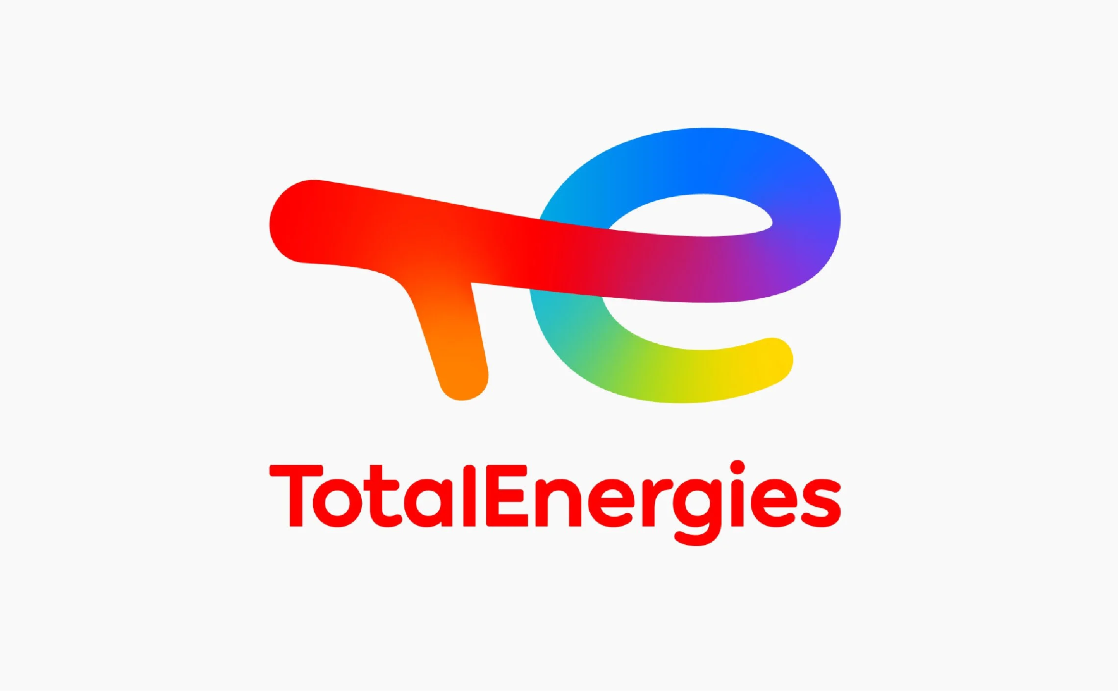 Colorful logo with the stylized letters 'TE' in rainbow gradient, and the words 'TotalEnergies' in red below.