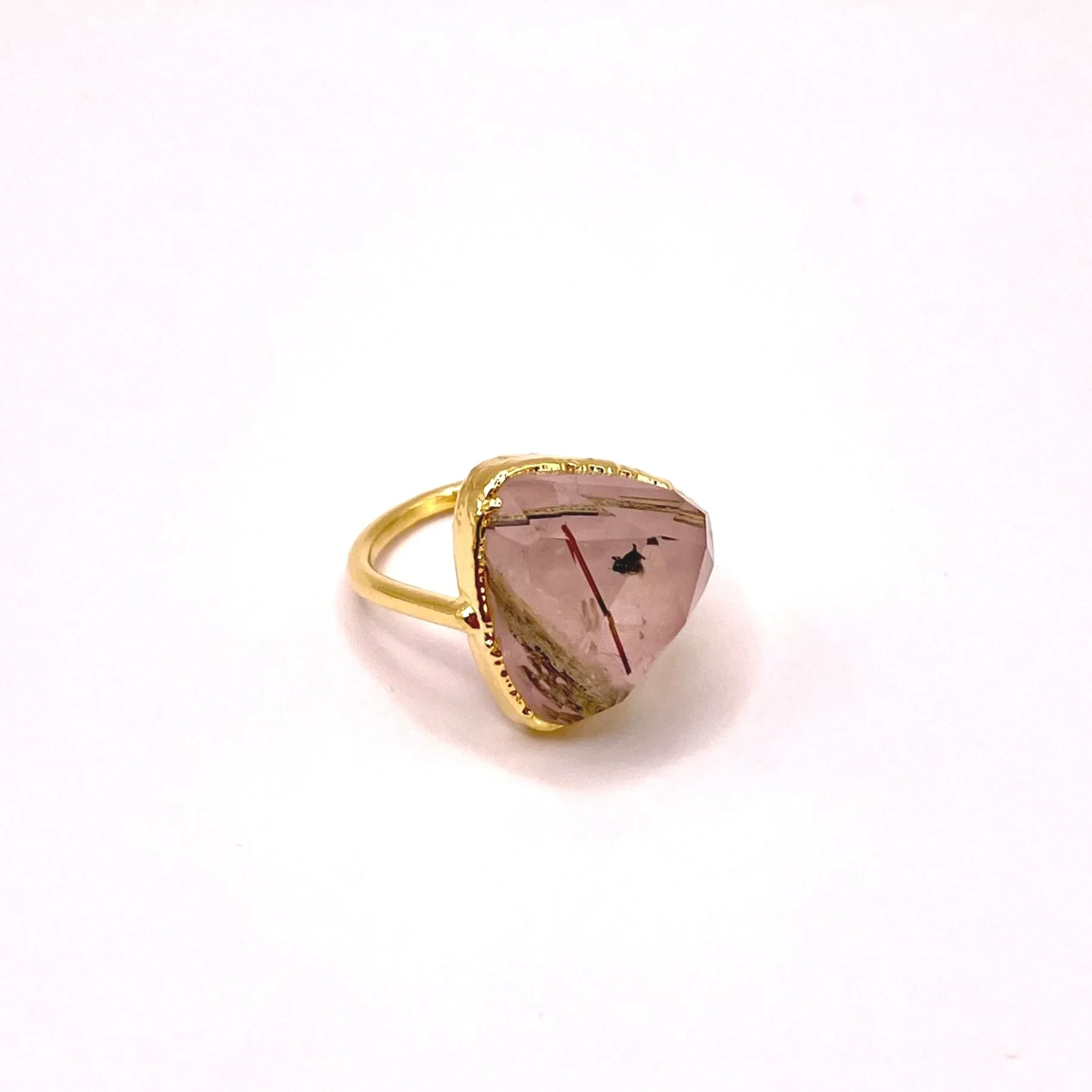 Rose Quartz × Limonite in Quartz Ring
