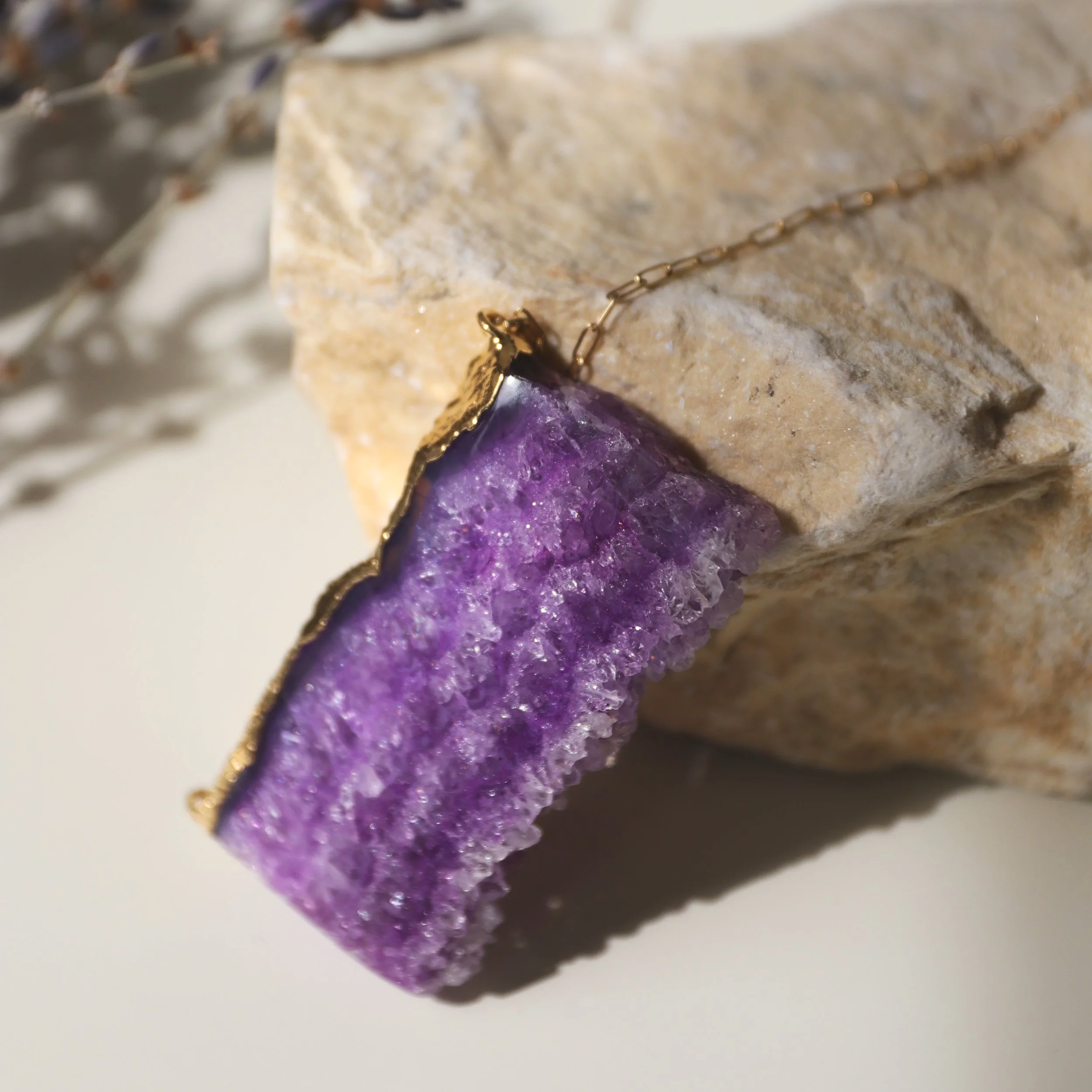 Purple Druzy Agate Necklace