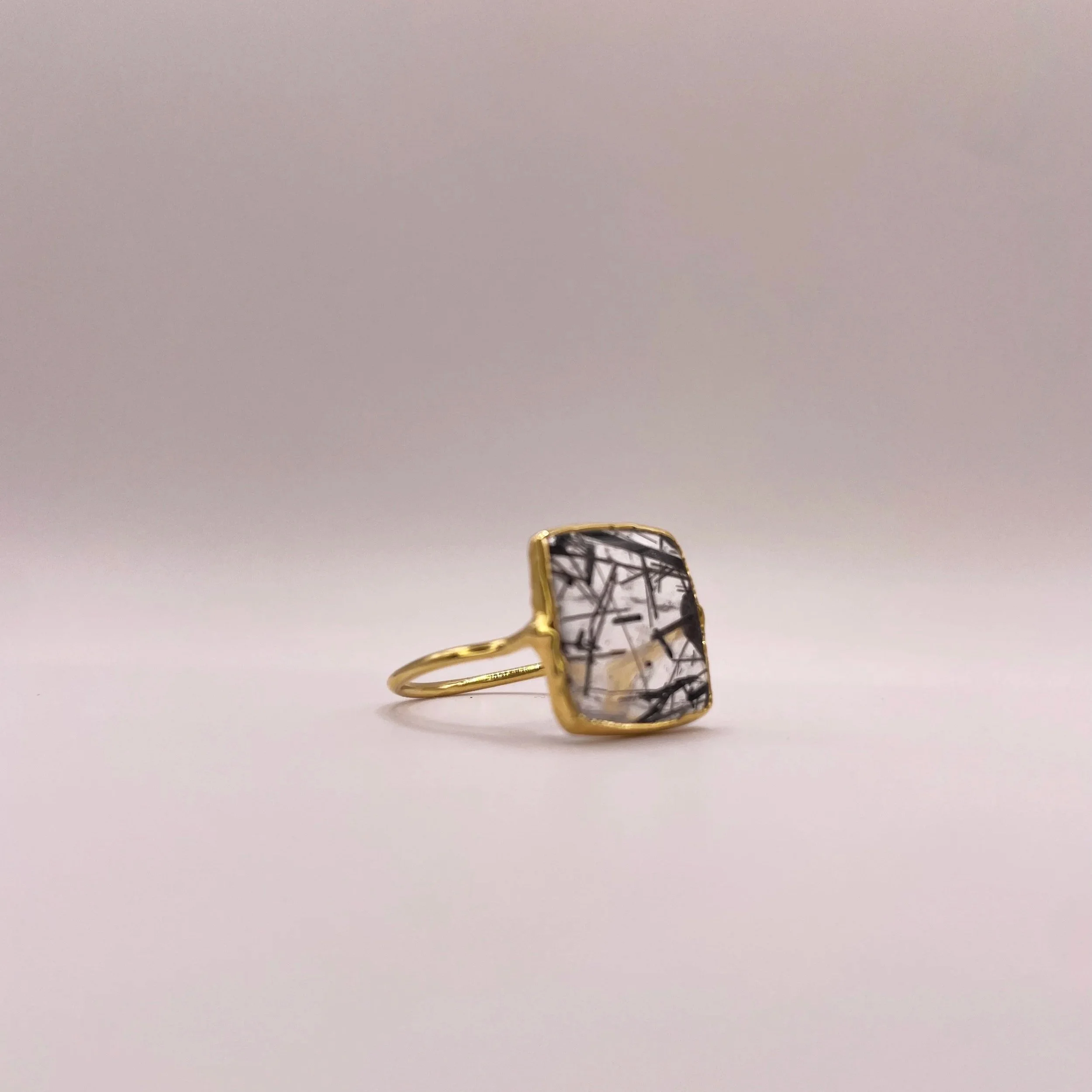 Tourmalinated Quartz Ring