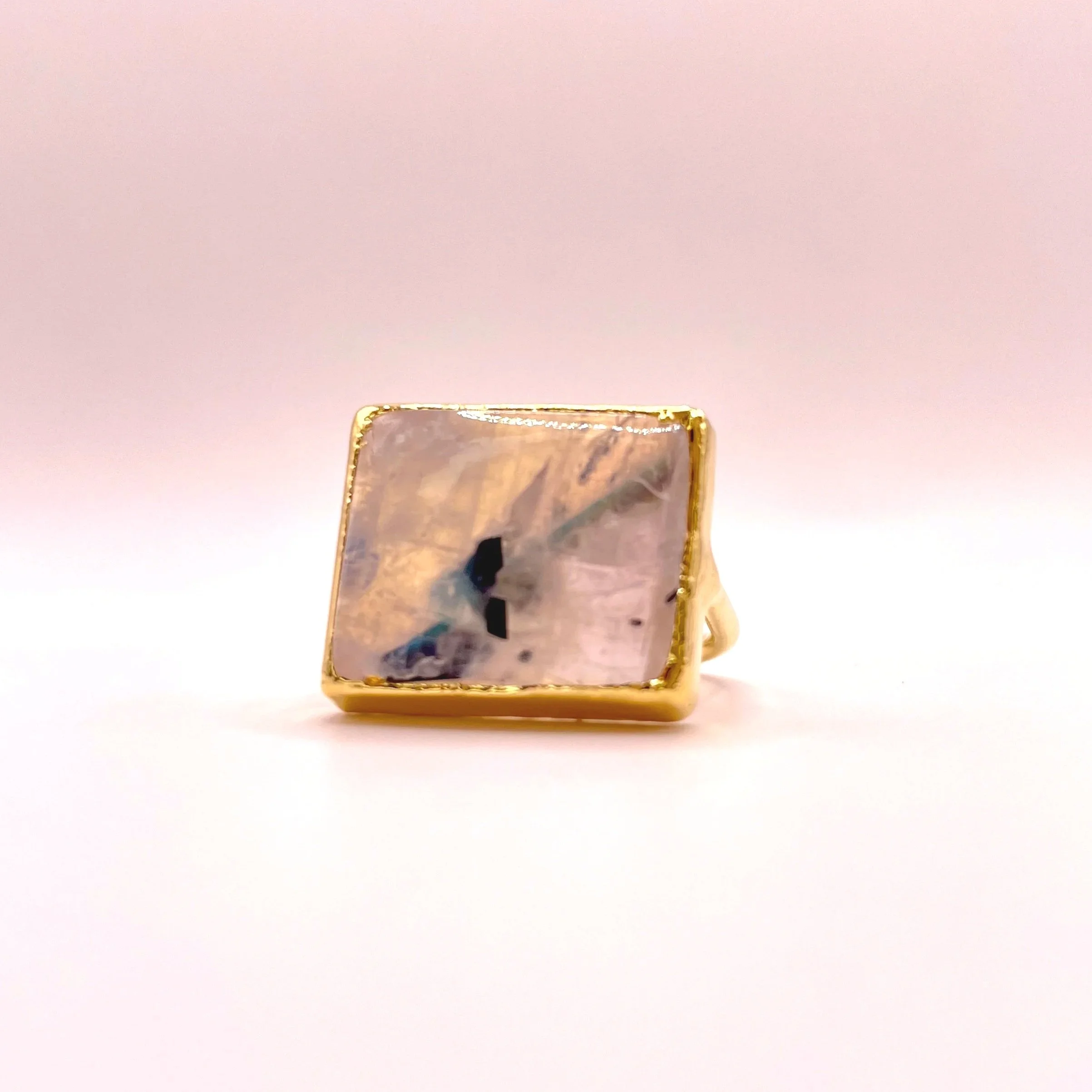 Tourmaline in Moonstone Ring