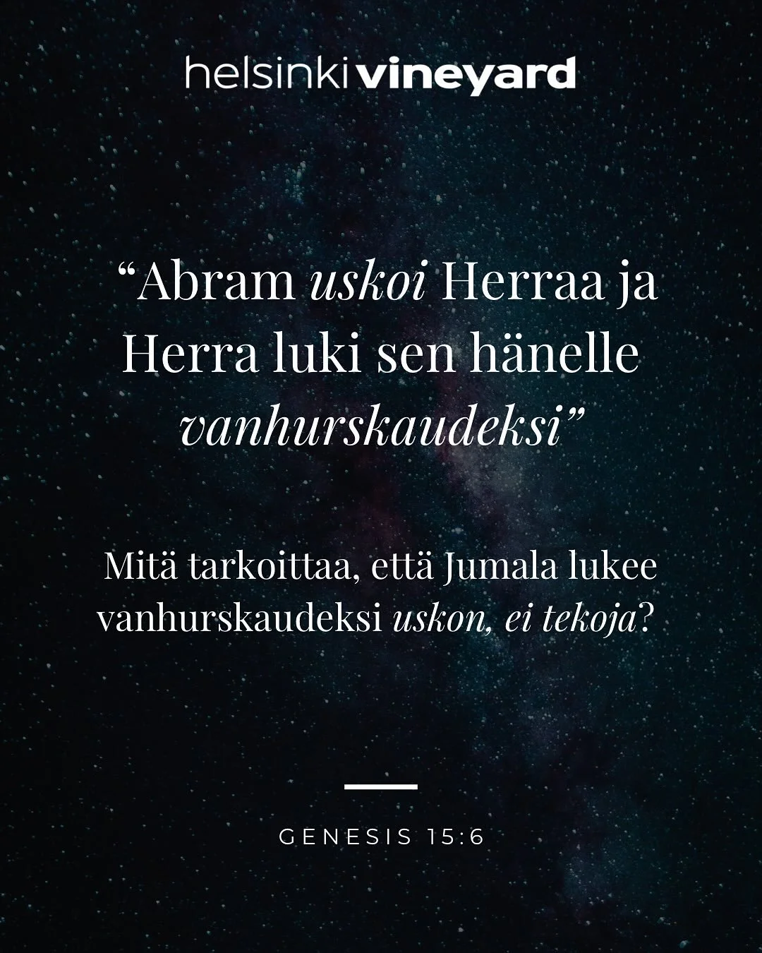 Abraham on ensimm&auml;inen henkil&ouml;, jonka Jumala lukee uskosta vanhurskaaksi &mdash; aivan kuten meid&auml;t 🙌🏼✝️

#usko #vanhurskaus #jeesus