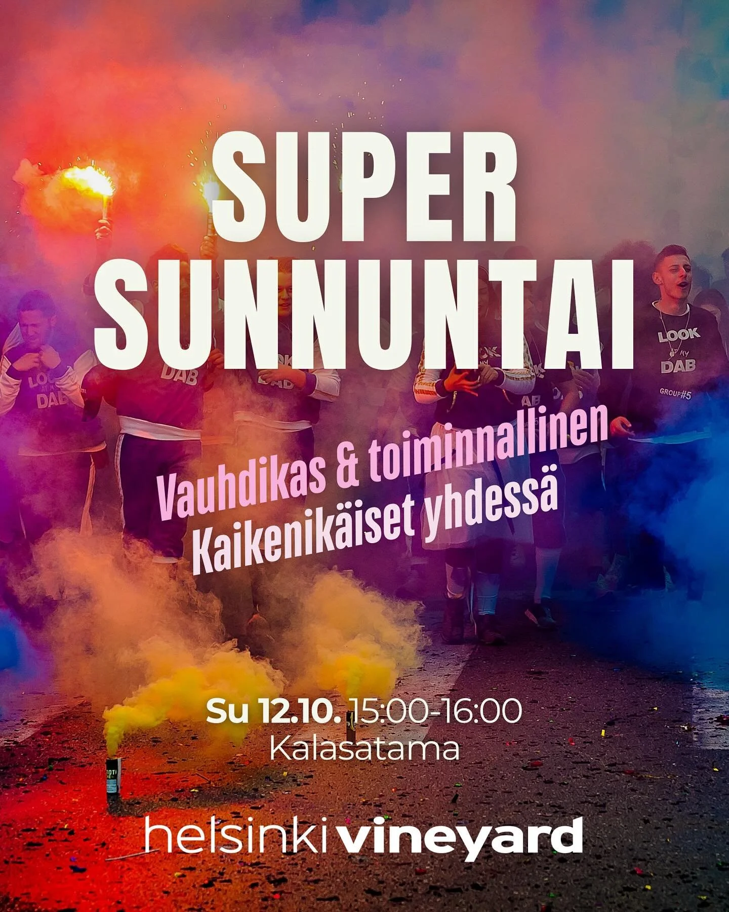 Tervetuloa SuperSunnuntaihin! 🌊
🕒 12.10. kello 15-16
🙌🏼 Tilaisuus on kaikille ik&auml;ryhmille suunnattu ja sopii my&ouml;s perheen pienimmille! Yhteist&auml; tekemist&auml;, leikki&auml; ja opetusta.

N&auml;hd&auml;&auml;n Kalasatamassa! ☺️

#s